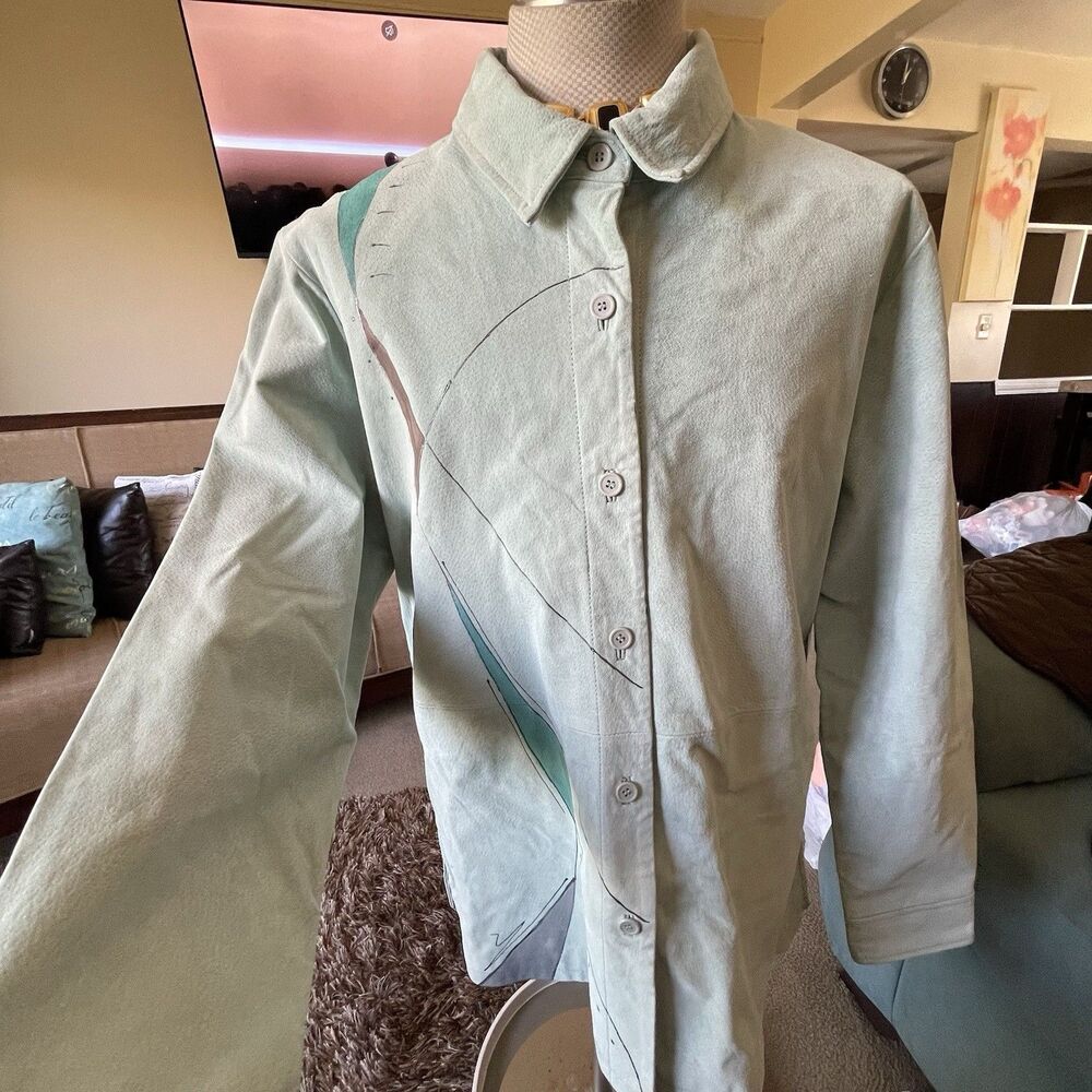 Vintage Suede Artsy  Coat XL Genuine Leather Boho Y2K 90s Jacket Long